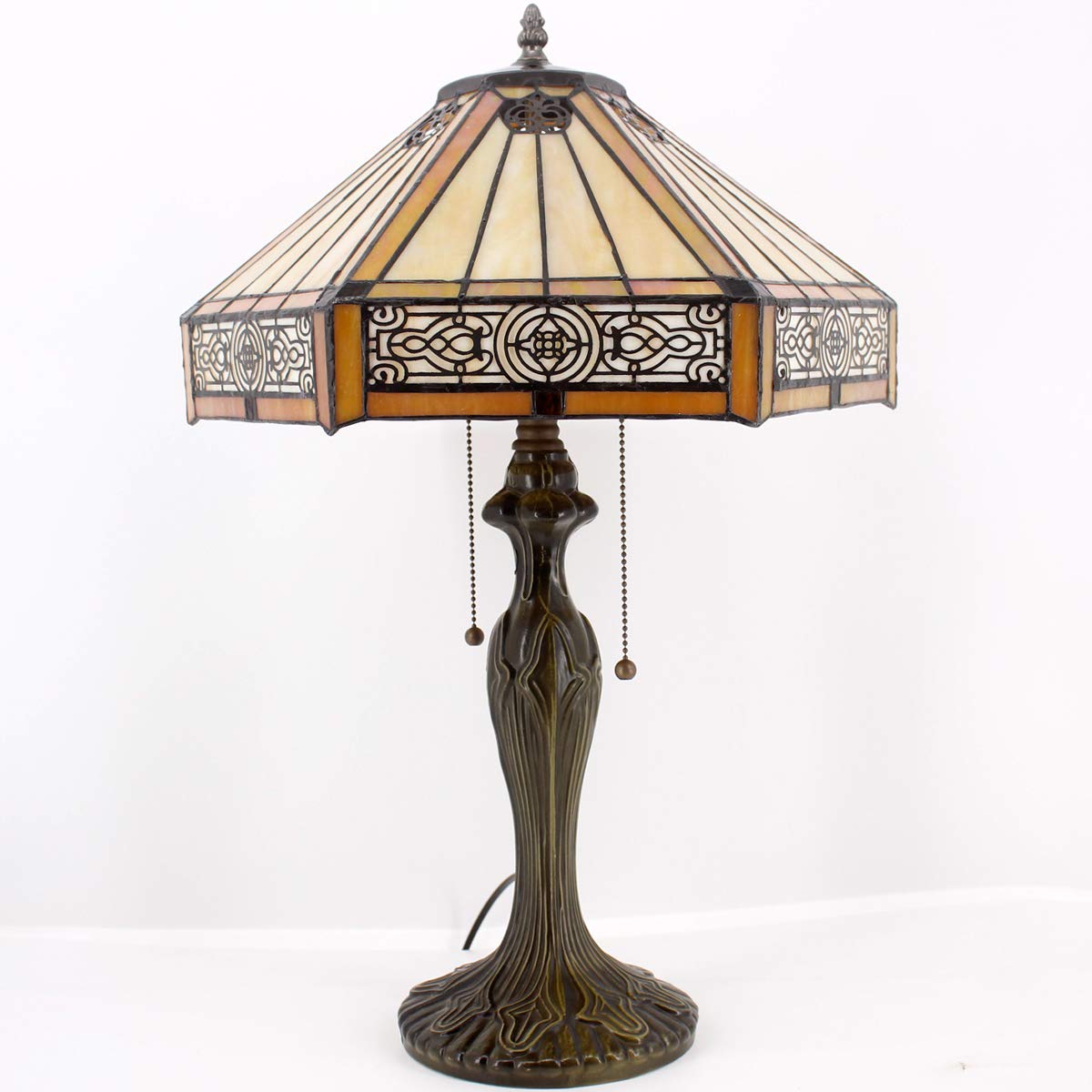 WERFACTORY Tiffany Table Lamp Yellow Hexagon Stained Glass